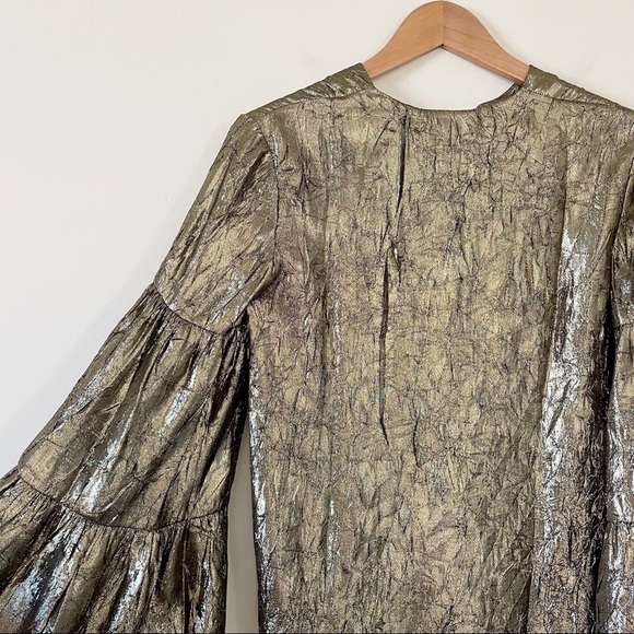 MICHAEL KORS COLLECTION Crushed Silk Lamé Poet Blouse - Picture 8 of 16